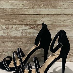 Anne Michele 5” heels with bling - felt like fabric. Worn once. Size 9